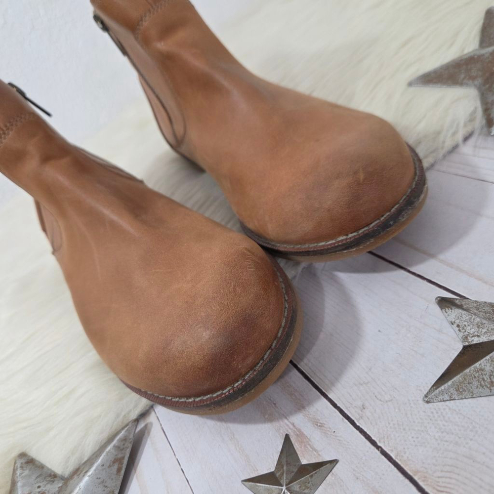 Taos Double Time ankle boots caramel brown leather two zipper women's size 10 - Picture 3 of 8